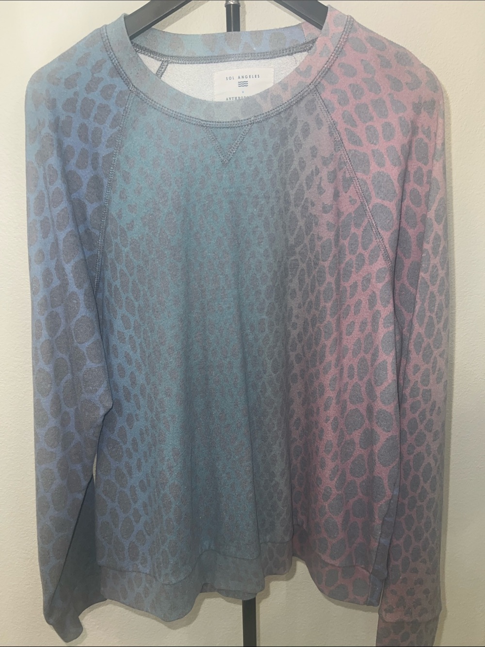 Sol Angeles for Anthropologie Ombre Python Crewneck Sweatshirt in Blue and Pink